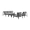 Armen Living Mongo 4 Piece Outdoor Patio Furniture Set in Black Aluminum with Gray Cushions 840254332423 - alternate 1